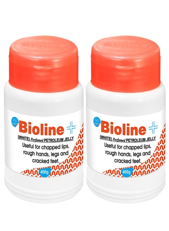 Bioline White Perfumed Petroleum Jelly | Deep Moisture & Skin Protection | Heals Dry Skin, Chapped Lips, Cracked Heels & Minor Cuts | Daily Use for All Skin Types- 400g (Pack of 2) - Image 1